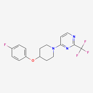 molecular formula C16H15F4N3O B5628713 4-[4-(4-fluorophenoxy)piperidin-1-yl]-2-(trifluoromethyl)pyrimidine 