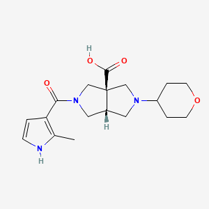 molecular formula C18H25N3O4 B5628774 (3aR*,6aR*)-2-[(2-methyl-1H-pyrrol-3-yl)carbonyl]-5-(tetrahydro-2H-pyran-4-yl)hexahydropyrrolo[3,4-c]pyrrole-3a(1H)-carboxylic acid 