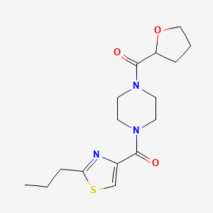 molecular formula C16H23N3O3S B5628818 1-[(2-propyl-1,3-thiazol-4-yl)carbonyl]-4-(tetrahydro-2-furanylcarbonyl)piperazine 