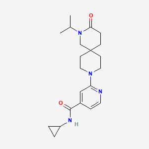 molecular formula C21H30N4O2 B5628830 N-cyclopropyl-2-(2-isopropyl-3-oxo-2,9-diazaspiro[5.5]undec-9-yl)isonicotinamide 