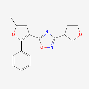 molecular formula C17H16N2O3 B5628862 5-(5-methyl-2-phenyl-3-furyl)-3-(tetrahydrofuran-3-yl)-1,2,4-oxadiazole 