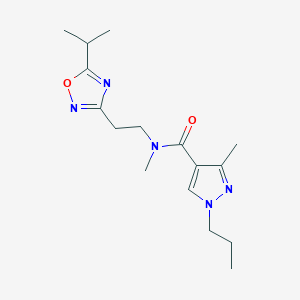 molecular formula C16H25N5O2 B5628880 N-[2-(5-isopropyl-1,2,4-oxadiazol-3-yl)ethyl]-N,3-dimethyl-1-propyl-1H-pyrazole-4-carboxamide 