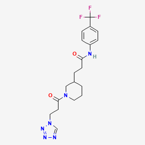 molecular formula C19H23F3N6O2 B5628909 3-{1-[3-(1H-tetrazol-1-yl)propanoyl]-3-piperidinyl}-N-[4-(trifluoromethyl)phenyl]propanamide 
