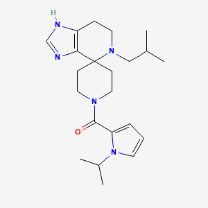 molecular formula C22H33N5O B5628914 5-isobutyl-1'-[(1-isopropyl-1H-pyrrol-2-yl)carbonyl]-1,5,6,7-tetrahydrospiro[imidazo[4,5-c]pyridine-4,4'-piperidine] 