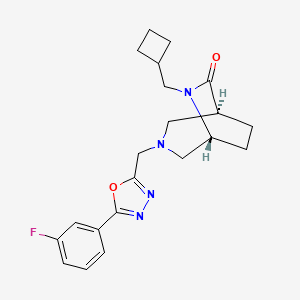 molecular formula C21H25FN4O2 B5628934 (1S*,5R*)-6-(cyclobutylmethyl)-3-{[5-(3-fluorophenyl)-1,3,4-oxadiazol-2-yl]methyl}-3,6-diazabicyclo[3.2.2]nonan-7-one 