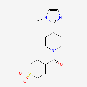 molecular formula C15H23N3O3S B5628952 1-[(1,1-dioxidotetrahydro-2H-thiopyran-4-yl)carbonyl]-4-(1-methyl-1H-imidazol-2-yl)piperidine 