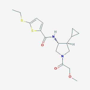 molecular formula C17H24N2O3S2 B5628953 N-[(3R*,4S*)-4-cyclopropyl-1-(methoxyacetyl)pyrrolidin-3-yl]-5-(ethylthio)thiophene-2-carboxamide 