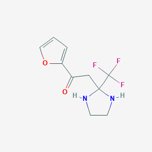 molecular formula C10H11F3N2O2 B5628992 1-(2-furyl)-2-[2-(trifluoromethyl)-2-imidazolidinyl]ethanone 