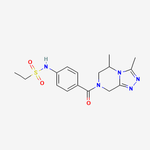 molecular formula C16H21N5O3S B5629011 N-{4-[(3,5-dimethyl-5,6-dihydro[1,2,4]triazolo[4,3-a]pyrazin-7(8H)-yl)carbonyl]phenyl}ethanesulfonamide 