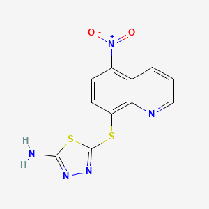 molecular formula C11H7N5O2S2 B5629033 5-[(5-nitro-8-quinolinyl)thio]-1,3,4-thiadiazol-2-amine 