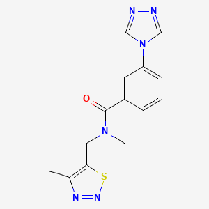 molecular formula C14H14N6OS B5629064 N-methyl-N-[(4-methyl-1,2,3-thiadiazol-5-yl)methyl]-3-(4H-1,2,4-triazol-4-yl)benzamide 