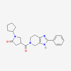 molecular formula C22H26N4O2 B5629093 1-cyclopentyl-4-[(2-phenyl-1,4,6,7-tetrahydro-5H-imidazo[4,5-c]pyridin-5-yl)carbonyl]pyrrolidin-2-one 