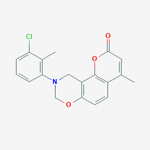 9-(3-chloro-2-methylphenyl)-4-methyl-9,10-dihydro-2H,8H-chromeno[8,7-e][1,3]oxazin-2-one