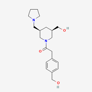 molecular formula C20H30N2O3 B5629196 [(3R*,5R*)-1-{[4-(hydroxymethyl)phenyl]acetyl}-5-(1-pyrrolidinylmethyl)-3-piperidinyl]methanol 