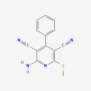 molecular formula C14H10N4S B5629294 2-amino-6-(methylthio)-4-phenyl-3,5-pyridinedicarbonitrile 