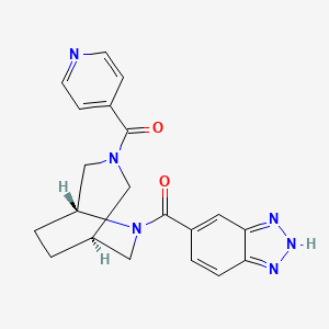 molecular formula C20H20N6O2 B5629318 5-{[(1S*,5R*)-3-isonicotinoyl-3,6-diazabicyclo[3.2.2]non-6-yl]carbonyl}-1H-1,2,3-benzotriazole 