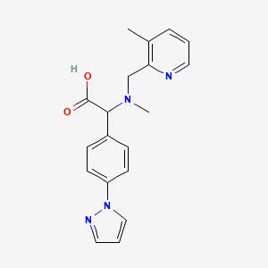 molecular formula C19H20N4O2 B5629329 {methyl[(3-methylpyridin-2-yl)methyl]amino}[4-(1H-pyrazol-1-yl)phenyl]acetic acid 