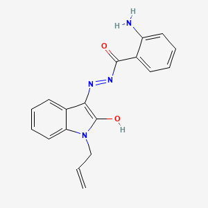 molecular formula C18H16N4O2 B5629358 N'-(1-allyl-2-oxo-1,2-dihydro-3H-indol-3-ylidene)-2-aminobenzohydrazide 