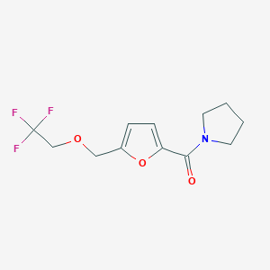 molecular formula C12H14F3NO3 B5629370 1-{5-[(2,2,2-trifluoroethoxy)methyl]-2-furoyl}pyrrolidine 