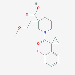 molecular formula C19H24FNO4 B5629378 1-{[1-(2-fluorophenyl)cyclopropyl]carbonyl}-3-(2-methoxyethyl)-3-piperidinecarboxylic acid 