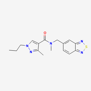 molecular formula C16H19N5OS B5629428 N-(2,1,3-benzothiadiazol-5-ylmethyl)-N,3-dimethyl-1-propyl-1H-pyrazole-4-carboxamide 