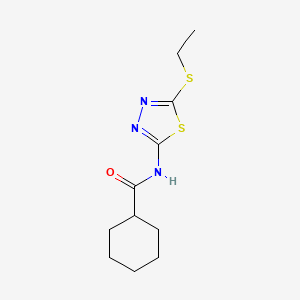 molecular formula C11H17N3OS2 B5629454 N-[5-(ethylthio)-1,3,4-thiadiazol-2-yl]cyclohexanecarboxamide 