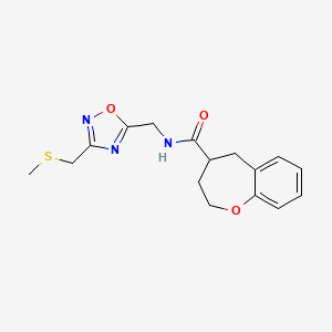 molecular formula C16H19N3O3S B5629455 N-({3-[(methylthio)methyl]-1,2,4-oxadiazol-5-yl}methyl)-2,3,4,5-tetrahydro-1-benzoxepine-4-carboxamide 