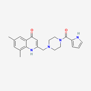 molecular formula C21H24N4O2 B5629463 6,8-dimethyl-2-{[4-(1H-pyrrol-2-ylcarbonyl)piperazin-1-yl]methyl}quinolin-4-ol 