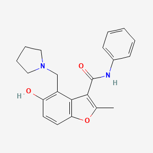 molecular formula C21H22N2O3 B5629500 5-hydroxy-2-methyl-N-phenyl-4-(1-pyrrolidinylmethyl)-1-benzofuran-3-carboxamide 