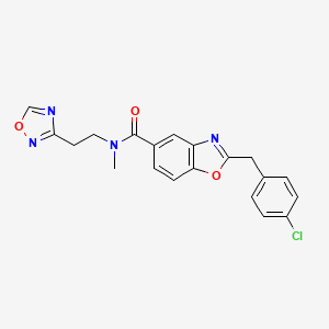 molecular formula C20H17ClN4O3 B5629520 2-(4-chlorobenzyl)-N-methyl-N-[2-(1,2,4-oxadiazol-3-yl)ethyl]-1,3-benzoxazole-5-carboxamide 