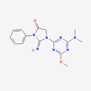 molecular formula C15H17N7O2 B5629522 1-[4-(dimethylamino)-6-methoxy-1,3,5-triazin-2-yl]-2-imino-3-phenyl-4-imidazolidinone 