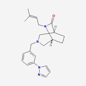 molecular formula C22H28N4O B5629540 (1S*,5R*)-6-(3-methylbut-2-en-1-yl)-3-[3-(1H-pyrazol-1-yl)benzyl]-3,6-diazabicyclo[3.2.2]nonan-7-one 