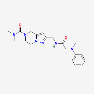 molecular formula C19H26N6O2 B5629548 N,N-dimethyl-2-{[(N-methyl-N-phenylglycyl)amino]methyl}-6,7-dihydropyrazolo[1,5-a]pyrazine-5(4H)-carboxamide 