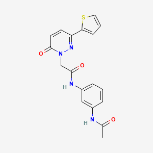 molecular formula C18H16N4O3S B5629594 N-[3-(acetylamino)phenyl]-2-[6-oxo-3-(2-thienyl)-1(6H)-pyridazinyl]acetamide 