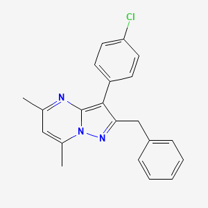 molecular formula C21H18ClN3 B5629599 2-benzyl-3-(4-chlorophenyl)-5,7-dimethylpyrazolo[1,5-a]pyrimidine 