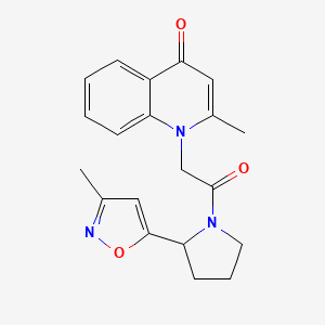 molecular formula C20H21N3O3 B5629611 2-methyl-1-{2-[2-(3-methylisoxazol-5-yl)pyrrolidin-1-yl]-2-oxoethyl}quinolin-4(1H)-one 