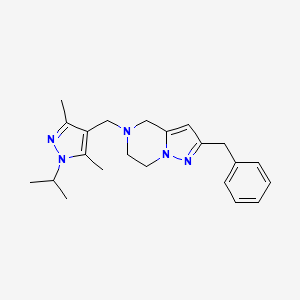 molecular formula C22H29N5 B5629691 2-benzyl-5-[(1-isopropyl-3,5-dimethyl-1H-pyrazol-4-yl)methyl]-4,5,6,7-tetrahydropyrazolo[1,5-a]pyrazine 