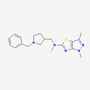molecular formula C19H25N5S B5629730 N-[(1-benzylpyrrolidin-3-yl)methyl]-N,1,3-trimethyl-1H-pyrazolo[3,4-d][1,3]thiazol-5-amine 