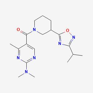 molecular formula C18H26N6O2 B5629734 5-{[3-(3-isopropyl-1,2,4-oxadiazol-5-yl)-1-piperidinyl]carbonyl}-N,N,4-trimethyl-2-pyrimidinamine 