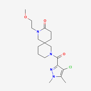molecular formula C18H27ClN4O3 B5629772 8-[(4-chloro-1,5-dimethyl-1H-pyrazol-3-yl)carbonyl]-2-(2-methoxyethyl)-2,8-diazaspiro[5.5]undecan-3-one 