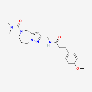 molecular formula C21H29N5O3 B5629830 2-({[3-(4-methoxyphenyl)propanoyl]amino}methyl)-N,N-dimethyl-7,8-dihydro-4H-pyrazolo[1,5-a][1,4]diazepine-5(6H)-carboxamide 