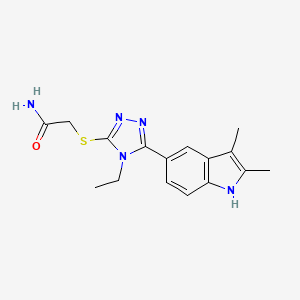 molecular formula C16H19N5OS B5629834 2-{[5-(2,3-dimethyl-1H-indol-5-yl)-4-ethyl-4H-1,2,4-triazol-3-yl]thio}acetamide 