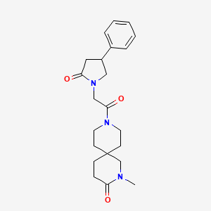 molecular formula C22H29N3O3 B5629843 2-methyl-9-[(2-oxo-4-phenylpyrrolidin-1-yl)acetyl]-2,9-diazaspiro[5.5]undecan-3-one 