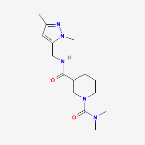 molecular formula C15H25N5O2 B5629896 N~3~-[(1,3-dimethyl-1H-pyrazol-5-yl)methyl]-N~1~,N~1~-dimethyl-1,3-piperidinedicarboxamide 