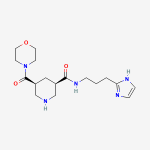 molecular formula C17H27N5O3 B5629942 (3R*,5S*)-N-[3-(1H-imidazol-2-yl)propyl]-5-(morpholin-4-ylcarbonyl)piperidine-3-carboxamide 