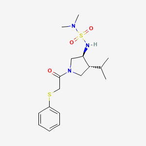 molecular formula C17H27N3O3S2 B5629984 N'-{(3S*,4R*)-4-isopropyl-1-[(phenylthio)acetyl]pyrrolidin-3-yl}-N,N-dimethylsulfamide 
