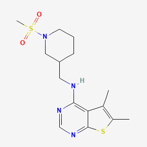 molecular formula C15H22N4O2S2 B5629999 5,6-dimethyl-N-{[1-(methylsulfonyl)piperidin-3-yl]methyl}thieno[2,3-d]pyrimidin-4-amine 