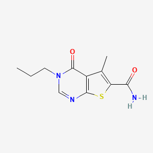 5-methyl-4-oxo-3-propyl-3,4-dihydrothieno[2,3-d]pyrimidine-6-carboxamide
