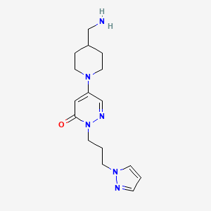 molecular formula C16H24N6O B5630028 5-[4-(aminomethyl)-1-piperidinyl]-2-[3-(1H-pyrazol-1-yl)propyl]-3(2H)-pyridazinone hydrochloride 