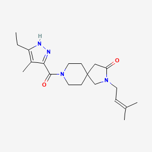 molecular formula C20H30N4O2 B5630029 8-[(3-ethyl-4-methyl-1H-pyrazol-5-yl)carbonyl]-2-(3-methyl-2-buten-1-yl)-2,8-diazaspiro[4.5]decan-3-one 